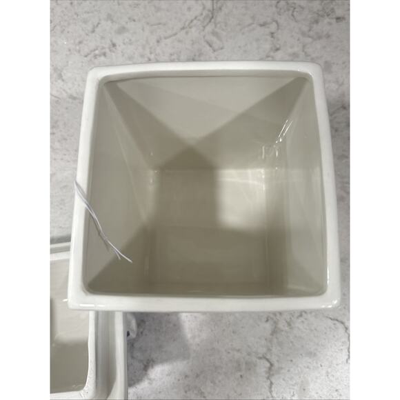 NEW Ceramic COOKIE JAR Blue White Floral Chinoiserie Vintage House Design Cute!! - Picture 10 of 12